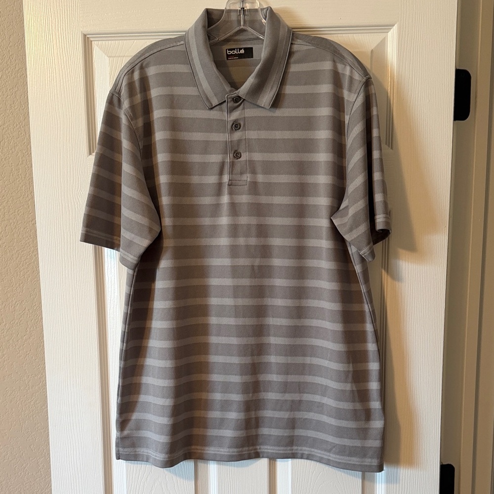 Men's Light Green Striped Polo Shirt